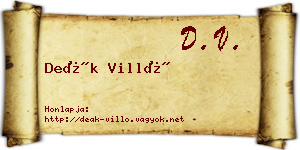 Deák Villő névjegykártya